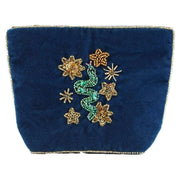 My Doris Beaded Snake and Celestial Embroidered Small Pouch - Blue
