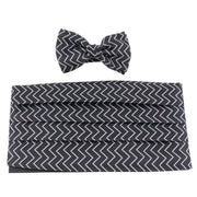 Knightsbridge Neckwear Bow Tie and Cummerbund Set - Black/Silver