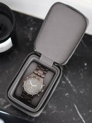 Stackers Mini Travel Watch Box med dragkedja - skiffergrå