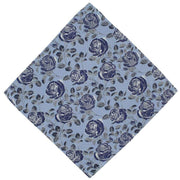 Michelsons of London Textured Rose Floral Polyester Tie and Pocket Square Set - Blue/Navy