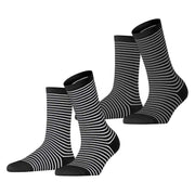 Esprit Fine Line 2 Pack Socks - Black