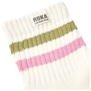 Roka Windosr Stripe Crew Socks - Avokado/Rosa nejlika