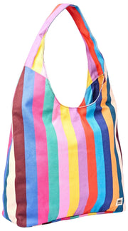 Roka Hoxton Large Cotton Canvas Axelväska - Bred Multi Stripe