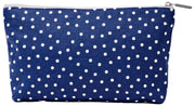 Roka Maida Vale Medium Cotton Canvas Pouch - Marinblå Polka Dot