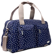 Roka Gatwick Medium Recycled Canvas Duffle Bag - Marinblå Polka Dot