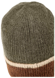 Dents Ribbstickad Wool Beanie Hat - Olivgrön