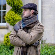 Dents Grafham Herringbone Tweed Flat Cap - Chokladbrun
