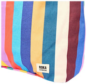 Roka Hoxton Large Cotton Canvas Axelväska - Bred Multi Stripe