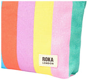 Roka Maida Vale Medium Cotton Canvas Pouch - Bred Multi Stripe