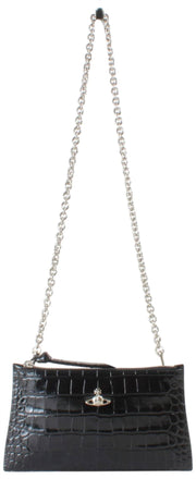 Vivienne Westwood Small Croc Flat Zip Clutch - Svart