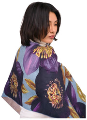 Pulver Hellebore Lux Print Scarf - Blå