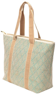 Elie Beaumont sommarväska - Aqua Geometric Basketweave