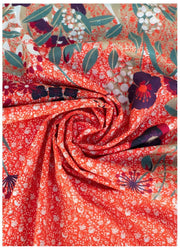 Pulver bomull Poplin Blommig Hedgerow Print Scarf - Mandarin
