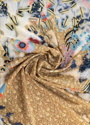 Pulver bomull Poplin Blommig Hedgerow Print Scarf - Moss Grön