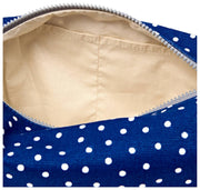 Roka Mayfair liten bomullscanvas tvättväska - Marinblå Polka Dot