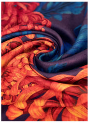 Pulver Chrystanthemum Lux Print Scarf - Orange