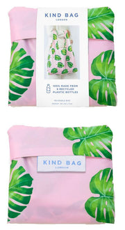 Kind Bag London Medium återanvändbar väska - Palms Pink/Green