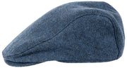 Dents Grafham Herringbone Tweed Flat Cap - Marine Navy