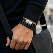 steel-barnett-bonacci-layered-multi-strand-leather-bracelet---black-35896634