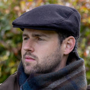 Dents Grafham Herringbone Tweed Flat Cap - Chokladbrun