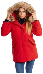 Helvetica Mountain Pioneers Lilli Hooded Parka Jacka - Röd/Naturlig
