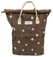 Kind Bag London Hackney broderad medium ryggsäck - Cocoa Brown Daisy