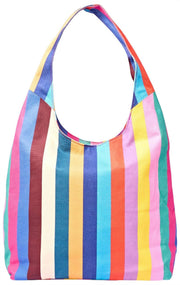 Roka Hoxton Large Cotton Canvas Axelväska - Bred Multi Stripe