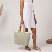 Elie Beaumont sommarväska - Aqua Geometric Basketweave