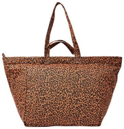 Roka Marylebone Stor tygväska i bomullscanvas - Mini Leopard Brun
