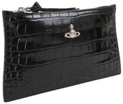 Vivienne Westwood Small Croc Flat Zip Clutch - Svart