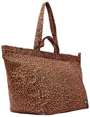 Roka Marylebone Stor tygväska i bomullscanvas - Mini Leopard Brun