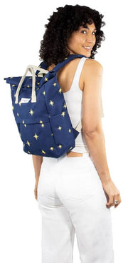 Kind Bag London Hackney broderad medium ryggsäck - Navy Stars