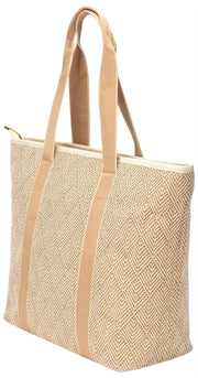 Elie Beaumont Sommar Tygväska - Guld Geometrisk Basketweave