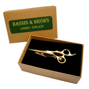 Bassin and Brown Scissors Tie Bar - Gold
