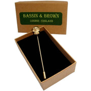 Bassin and Brown Skull Lapel Pin - Silver
