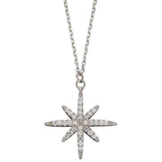 Beginnings Starburst Cubic Zirconia Necklace - Silver