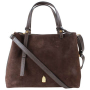 Franchetti Bond Clara Medium Tote Bag  - Chocolate Suede/Dollaro