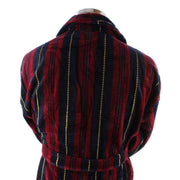 Bown of London Marchand Egyptian Cotton Velour Dressing Gown - Wine/Navy/Gold