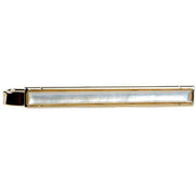 David Van Hagen Full Mother of Pearl Tie Slide - Pearl/Gold