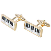 David Van Hagen Gold Plated Mother of Pearl and Onyx Keyboard Cufflinks  - White/Black/Gold