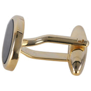 David Van Hagen Gold Plated Onyx Oval Cufflinks - Black/Gold