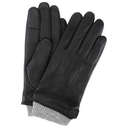Isotoner Premium Rib Knit Cuff Läderhandskar - Svarta