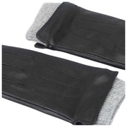 Isotoner Premium Rib Knit Cuff Läderhandskar - Svarta