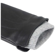 Isotoner Premium Rib Knit Cuff Läderhandskar - Svarta