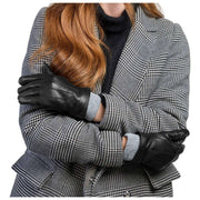 Isotoner Premium Rib Knit Cuff Läderhandskar - Svarta
