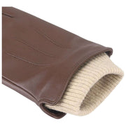 Isotoner Premium Rib Knit Cuff Läderhandskar - Brun