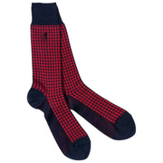London Sock Company Jermyn St. Houndstooth strumpor - Röda