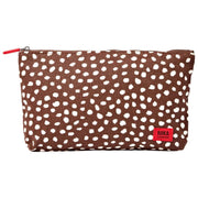 Roka Maida Vale Medium Cotton Canvas Pouch - Brown Dot
