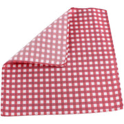 Knightsbridge Neckwear Checked Silk Pocket Square - Red/White