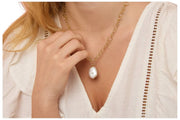 Pearls of the Orient Keishi Pearl Pendant Chunky Chain Necklace - Guld/Vit